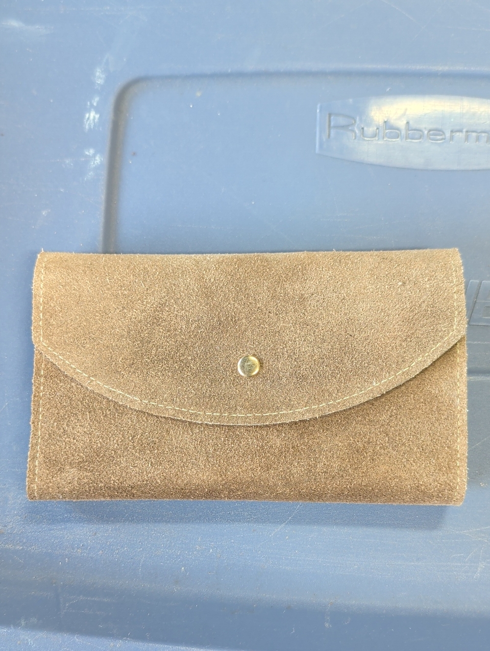 1970s Raw Unlined Suede Brazil Snap-Closure Wallet Clutch in Brown